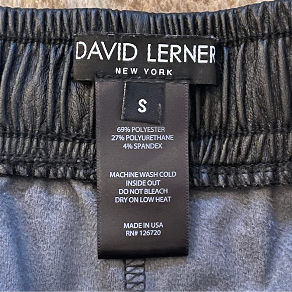 David Lerner Black Faux Leather Elastic Waist Drawstring Shorts Size Small - Picture 7 of 9